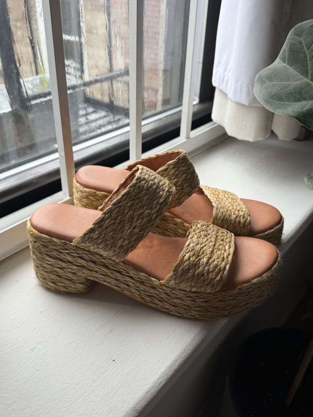 Woven Platform Slide Sandals - Natural